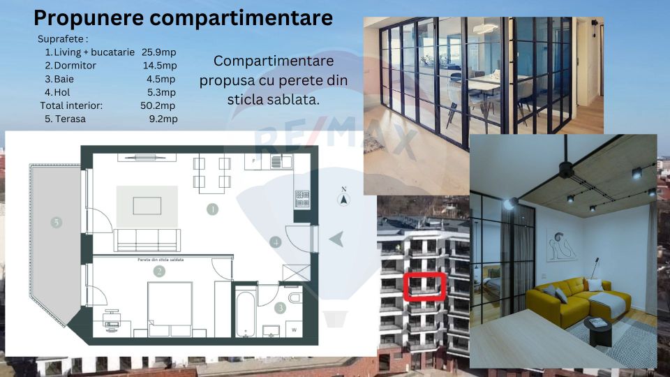 Apartament Paltim 50.2 mp + 9.2mp balcon