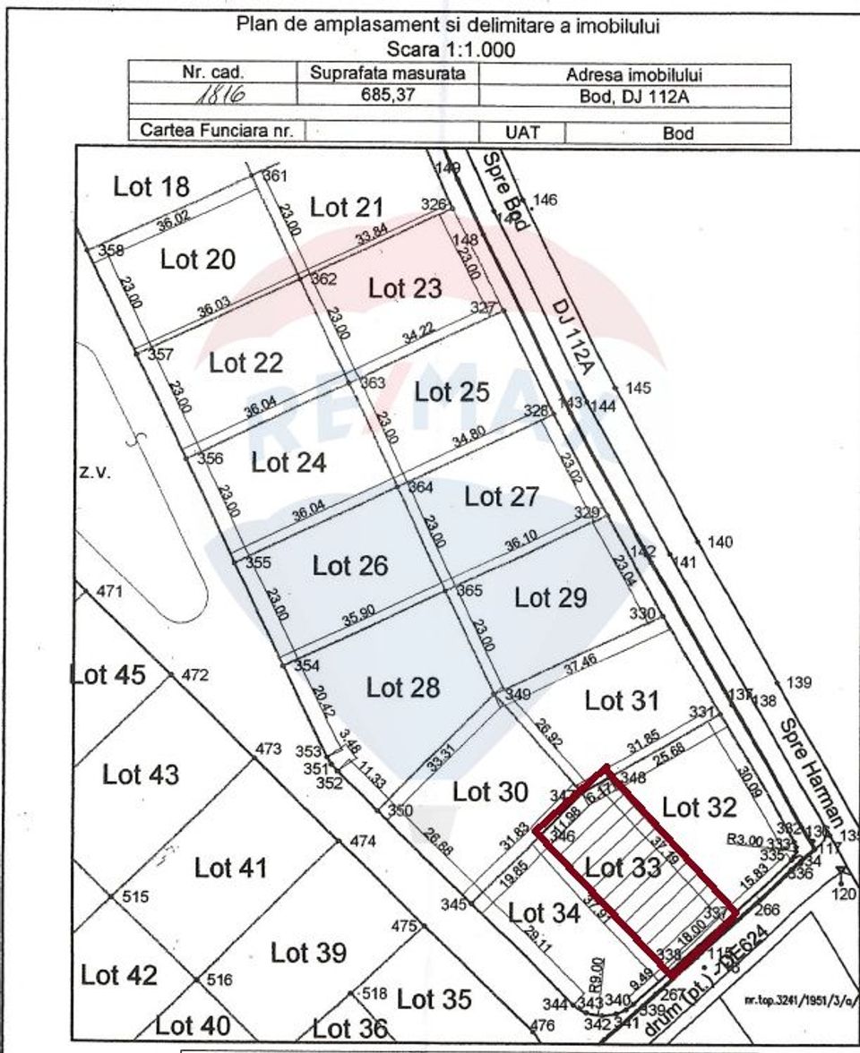 Land 685sqm Bod / Strada Carpati