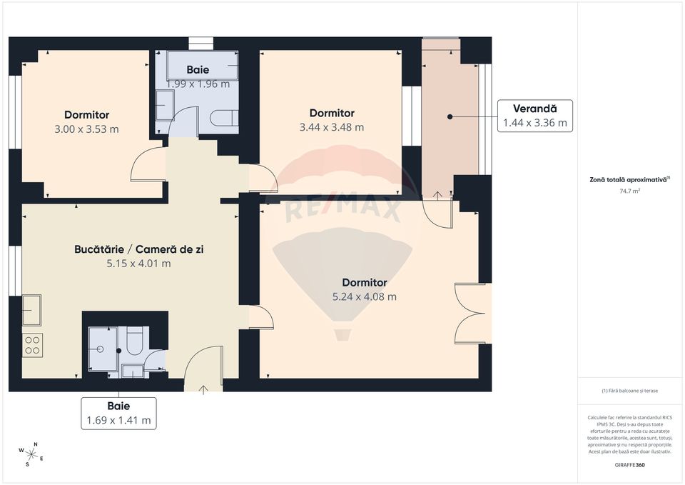 3 room Apartment for rent, P-ta Unirii area