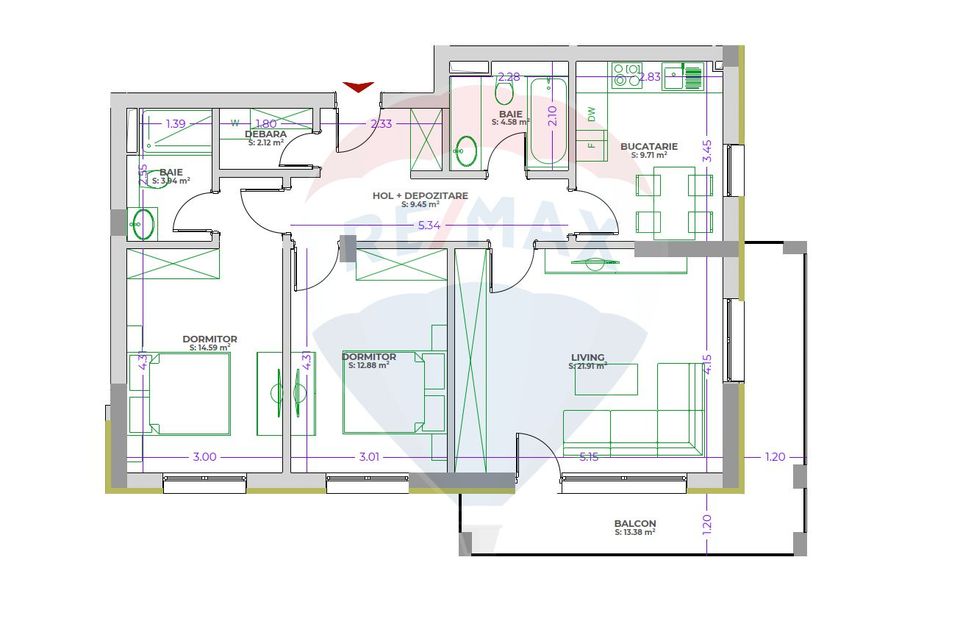 Apartament 3 camere decomandat | ROKMAN | Zona Tractorul