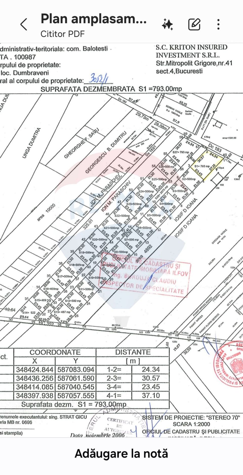 Land 500sqm Balotesti / Strada Erou Nicolae Voicu