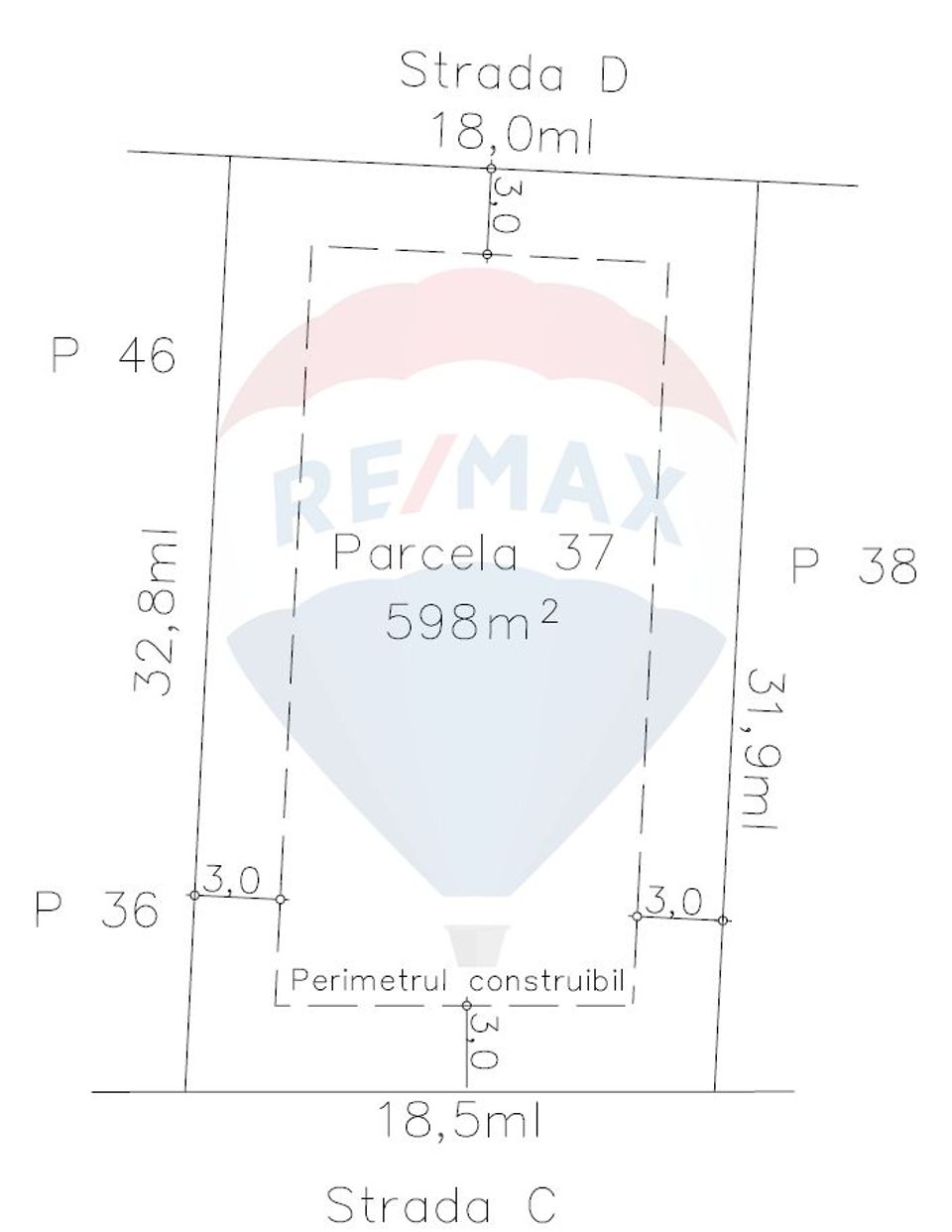 Land 598sqm Sub Coasta / Strada Principala