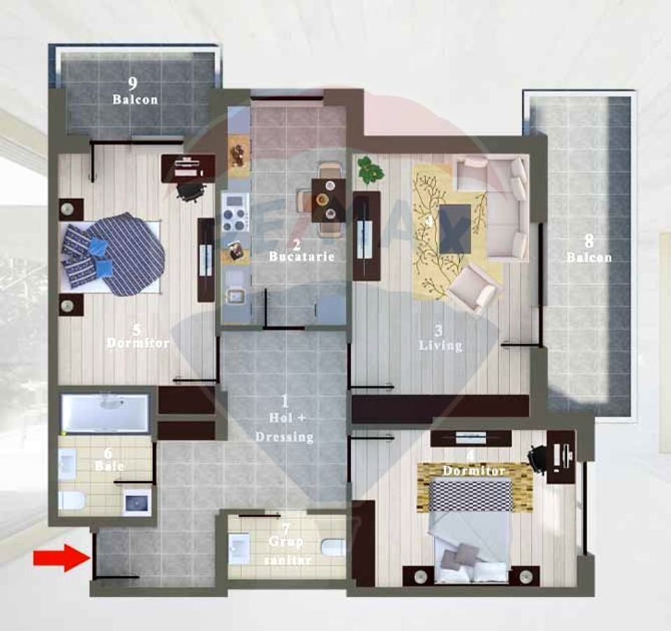 3 room Apartment for sale, Nord-Est area