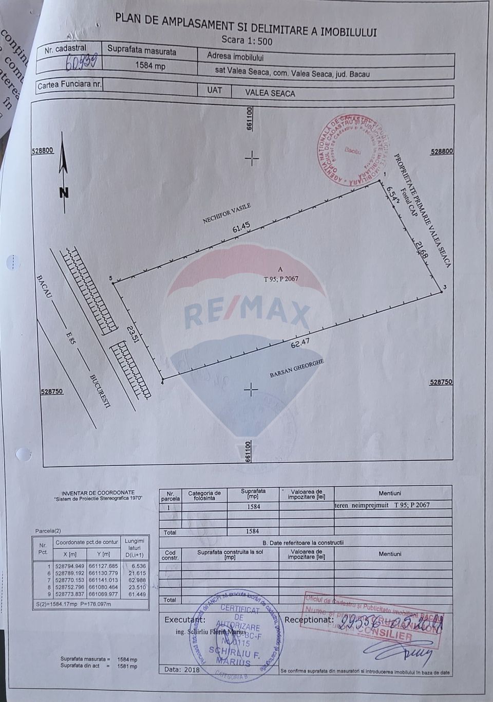 De vânzare teren intravilan 1584 mp Valea Seaca - Bacău