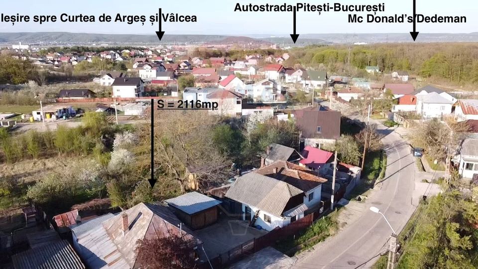 Teren intravilan 2116mp cu casă de Vânzare zonă liniștită Pitești