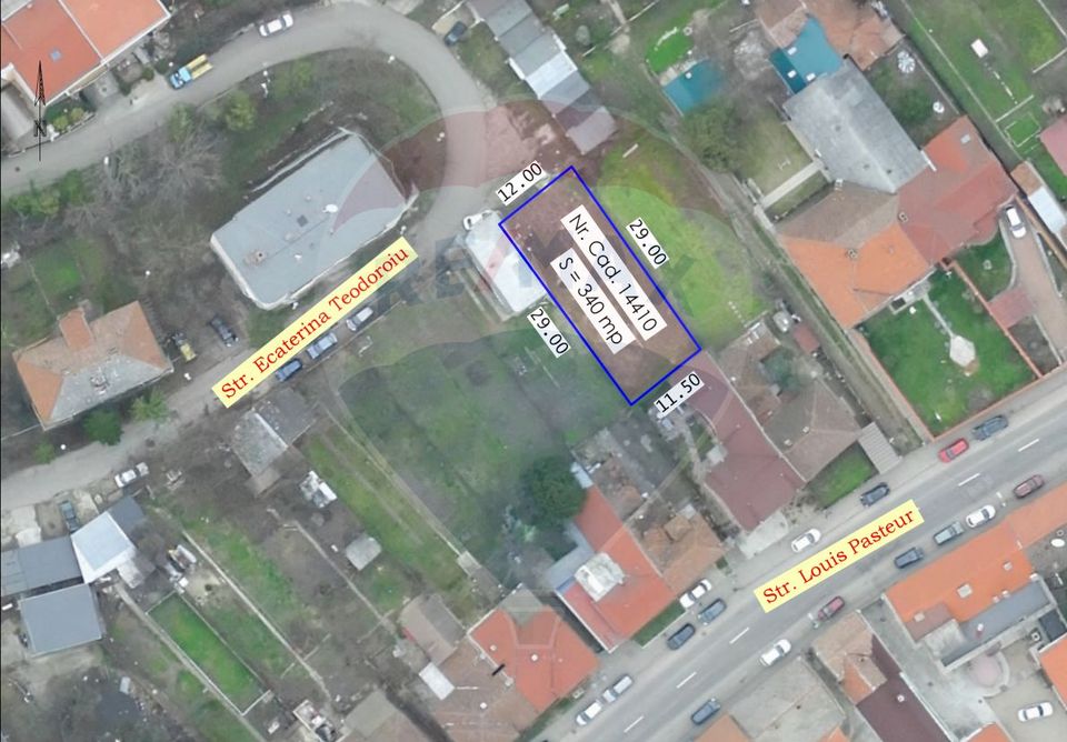 Teren intravilan 340 mp în zona centrală – Str. Ecaterina Teodoroiu