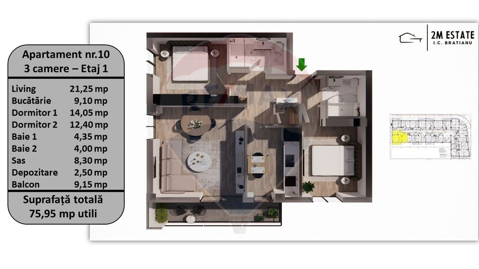 Apartament 3 camere zona Coresi