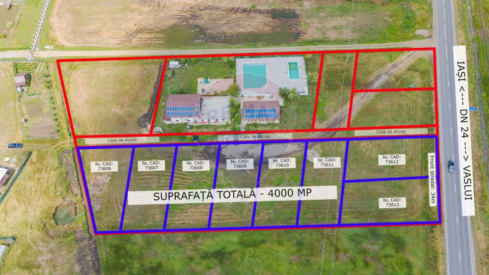 Teren Intravilan de Vânzare 4,000mp Deschidere la DN24 intrare Vaslui