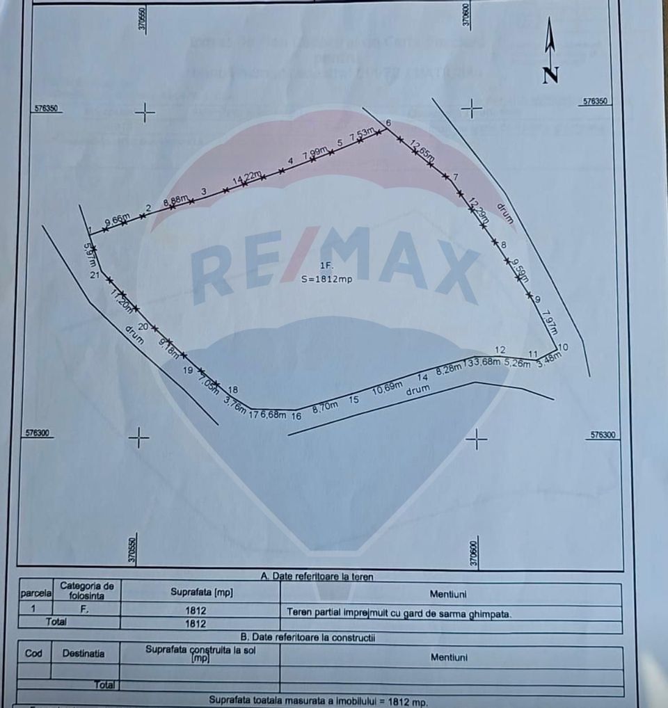 Teren 1812 mp de vânzare | Muntele Rece, cadru liniștit, Comision 0%