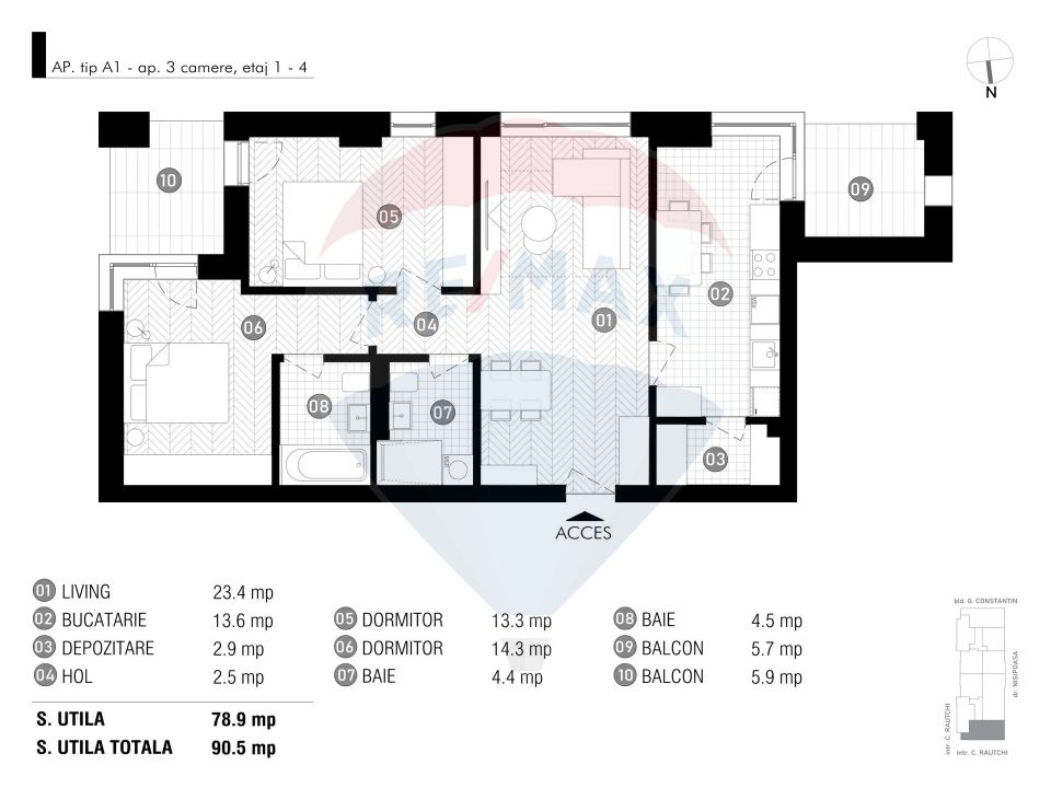 3 room Apartment for sale, Aviatiei area