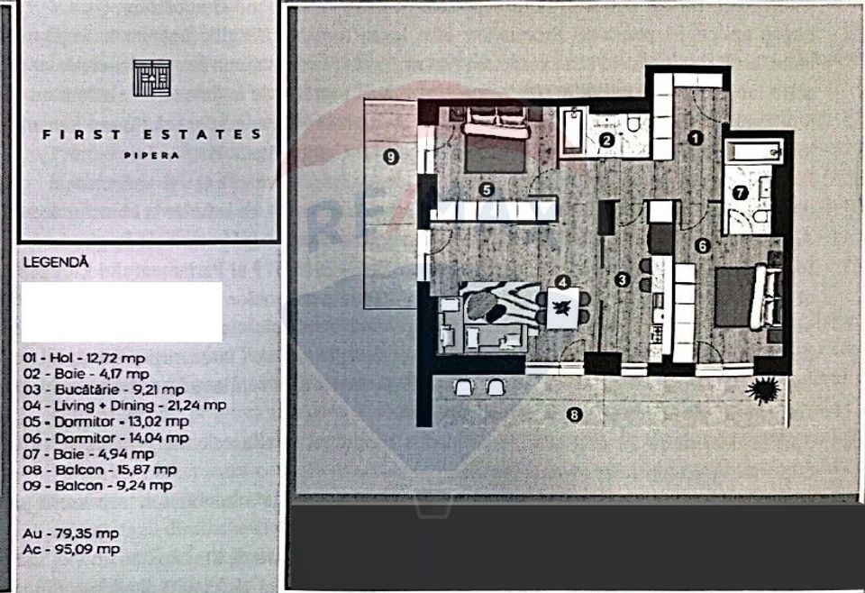 Large 2-room apartment for sale in Pipera area