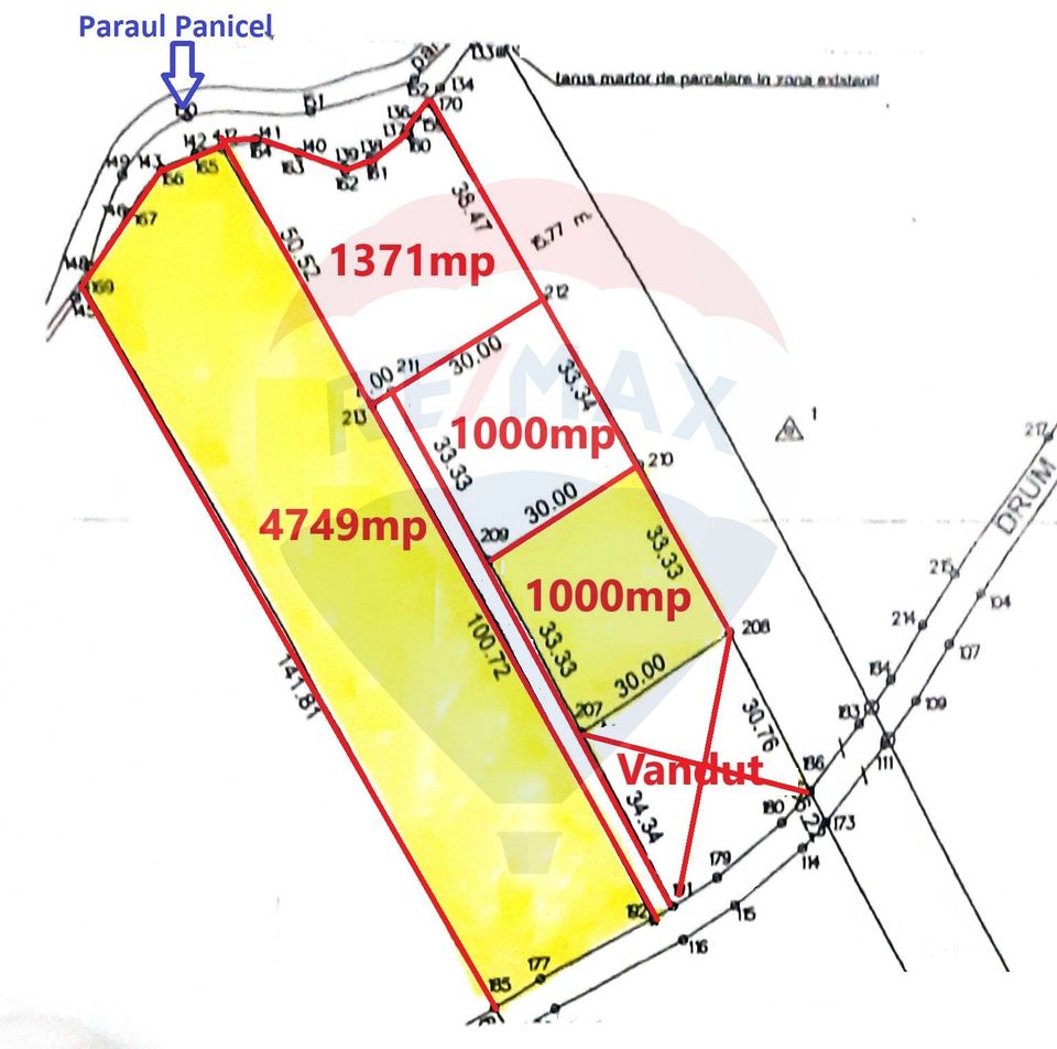 Teren Rasnov -Glajerie, platou 2300mp, marginit de parau