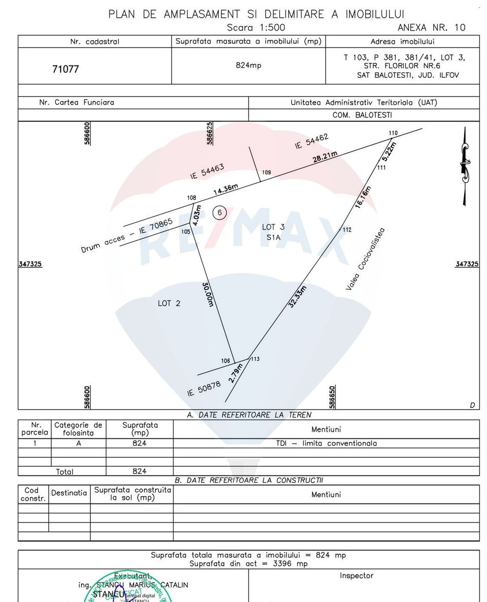 Land 1,540sqm Balotesti / Strada Florilor