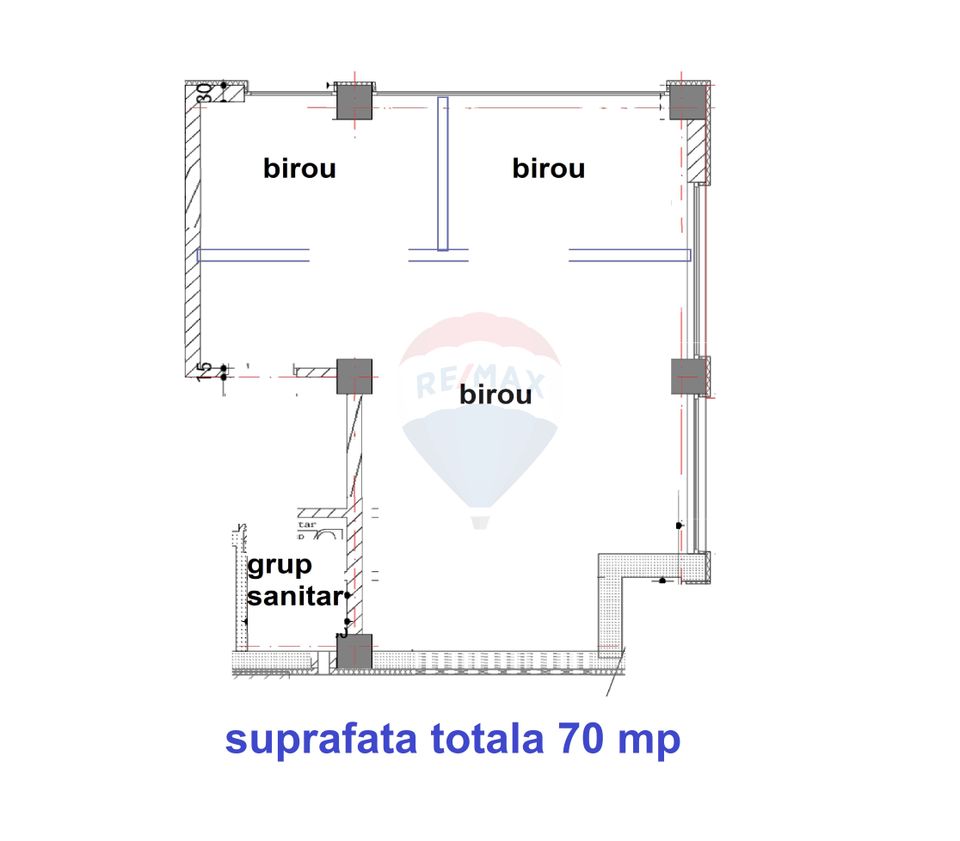 70sq.m Office Space for rent, Centrul Civic area