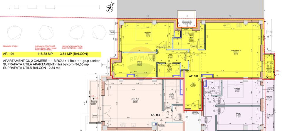 De vânzare Apartament cu 3 camere, 95 mp utili,  Central  Et. 1