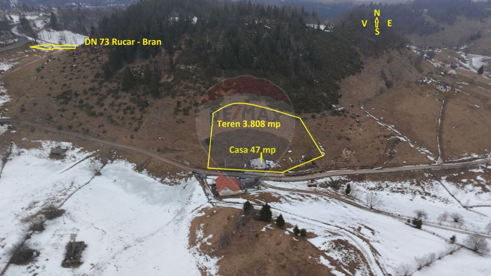 Teren 3808mp+Casă Fundata, Brașov - Cheile Grădiștei - Drum asfaltat