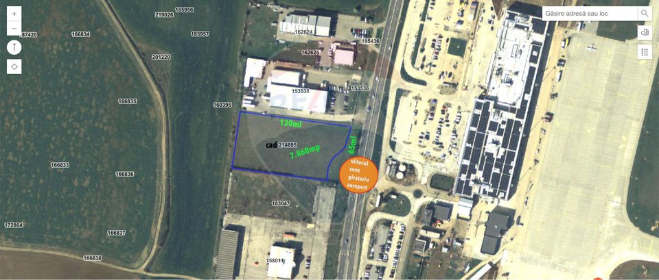 Teren 7,868mp, Aeroportul Oradea / DN E71/viitorul sens giratoriu