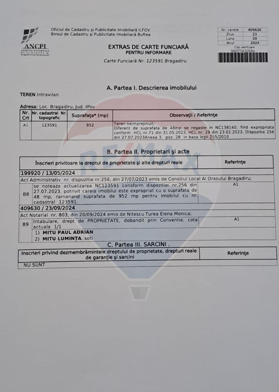 Teren intravilan 2944 mp Rubinului/Bragadiru