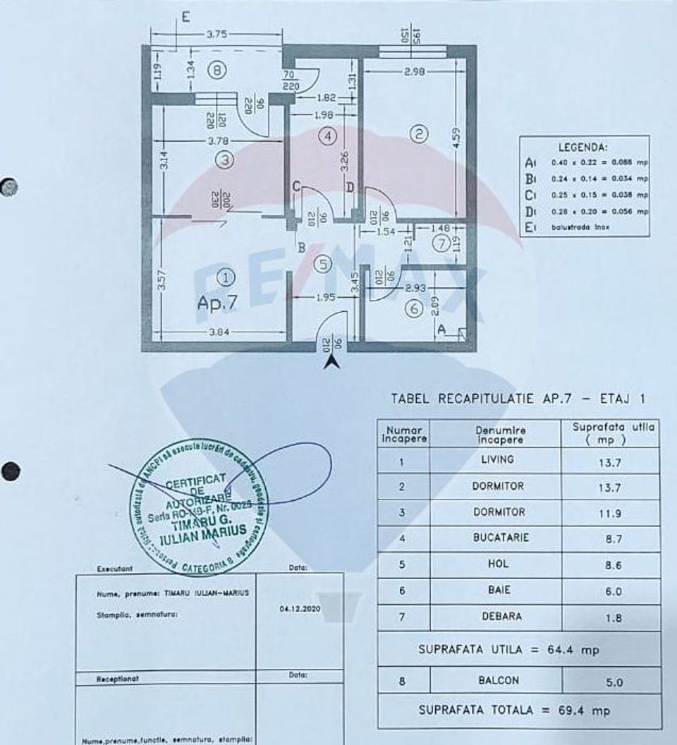 Apartment 3 rooms for sale, parking space, Militari