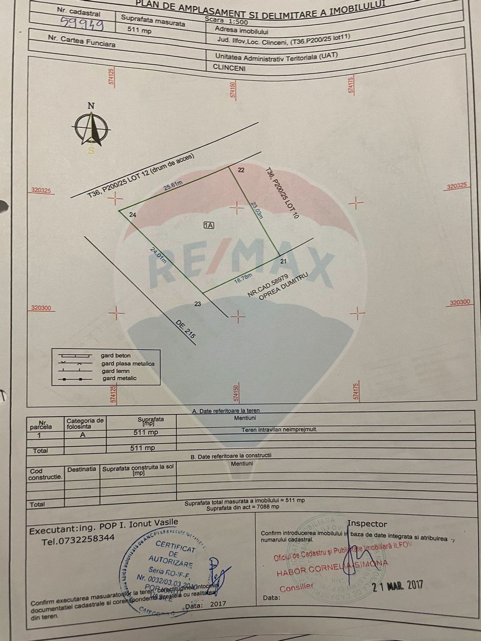 Land 598sqm Clinceni / Strada Stadionului