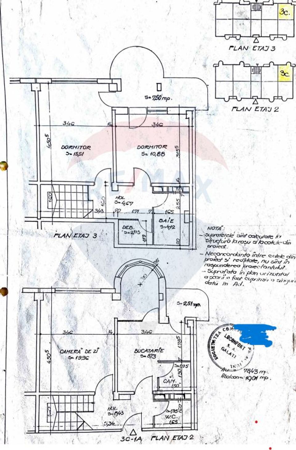 Apartament tip duplex  de vanzare 88.44 mp, 3 camere, Central - Galati