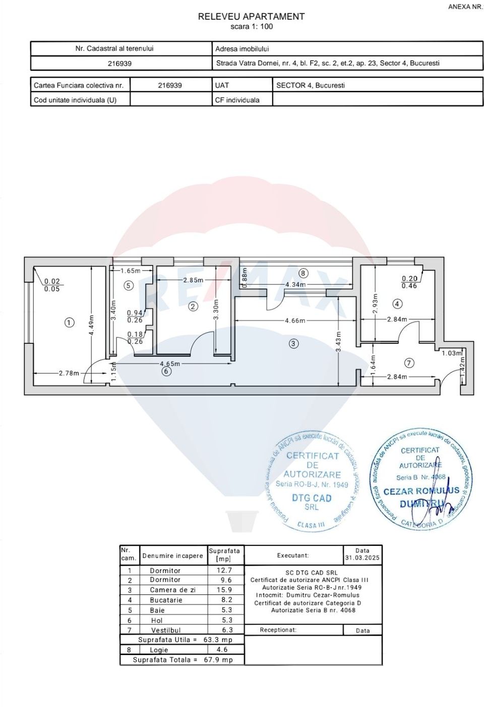 Apartament cu 3 camere de vânzare/Brancoveanu/