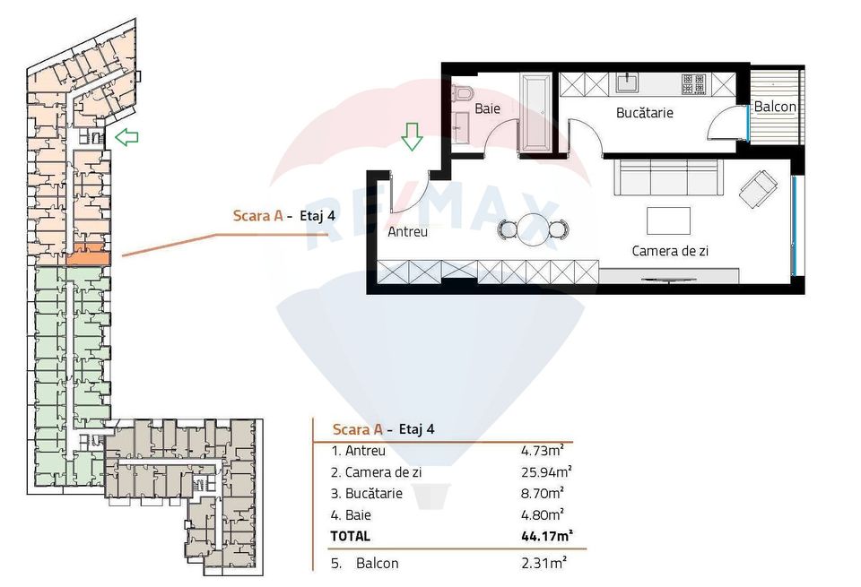 Apartament nou de vanzare 44 mp Soporului Comision 0%