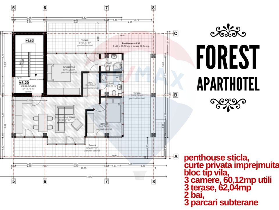 3 room Apartment for sale, Campului area