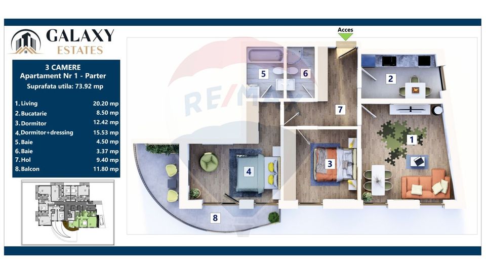 COMISION 0% Apartament 3 camere / Tractorul/ Galaxy Estate