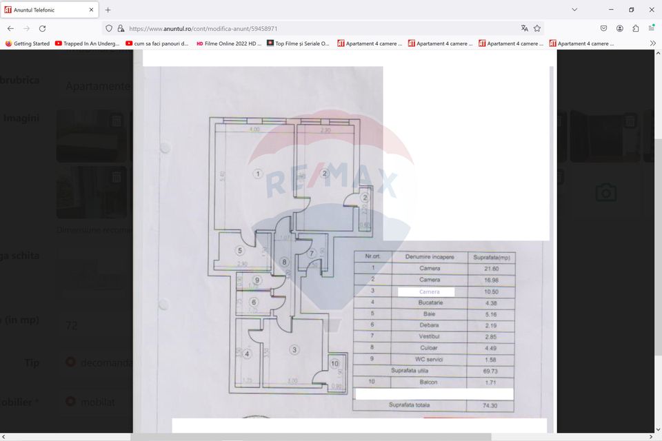 Apartament cu 3 camere de închiriat în zona Kogalniceanu