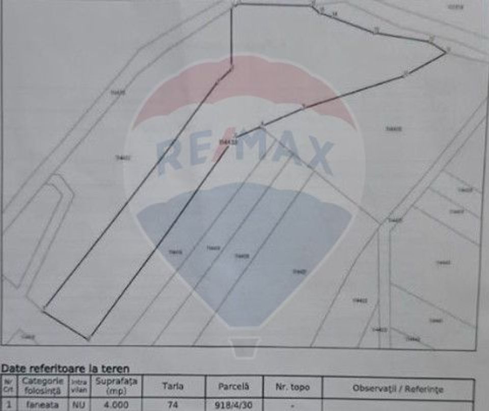 Teren extravilan, fâneaţă, 4000 mp, Tărlungeni