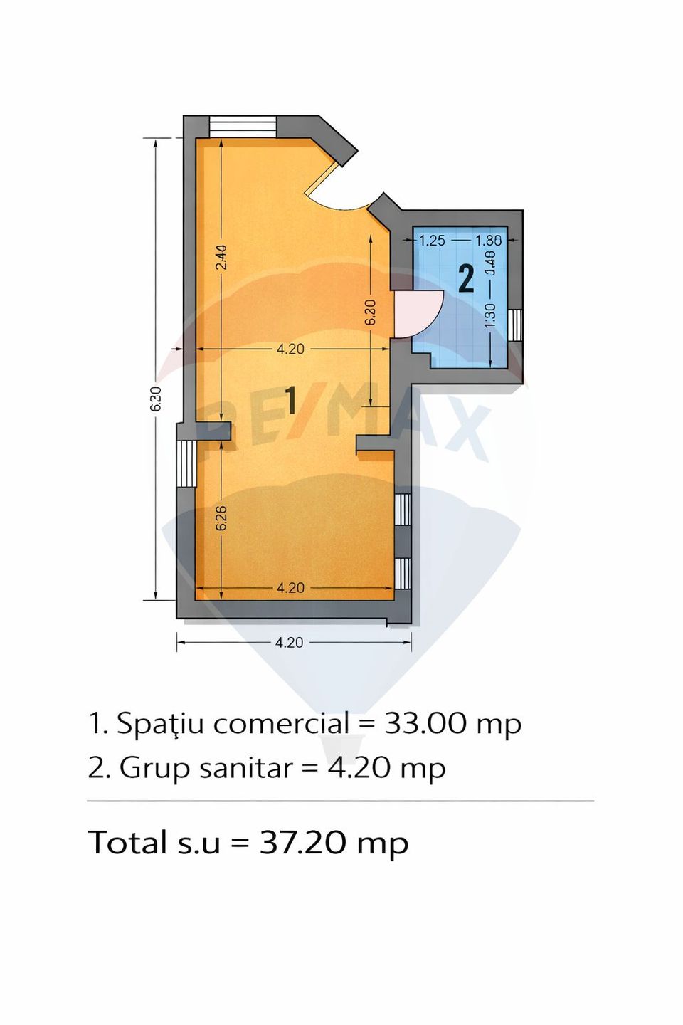 37.2sqm commercial space for rent in the Eroii Revolutiei area