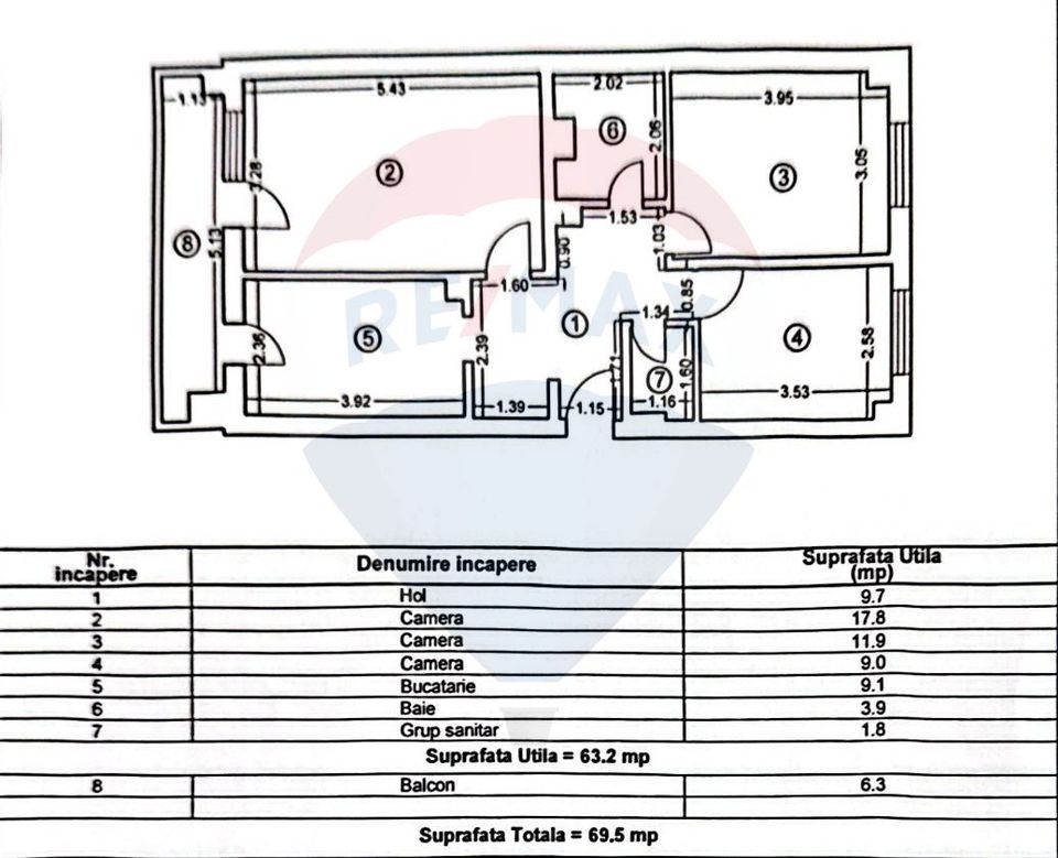 3 room Apartment for sale, Inel I area