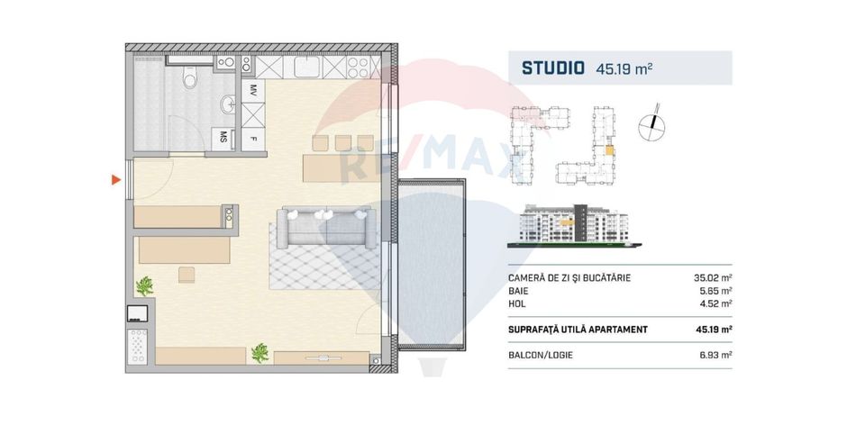 1 room Apartment for sale, Semicentral area