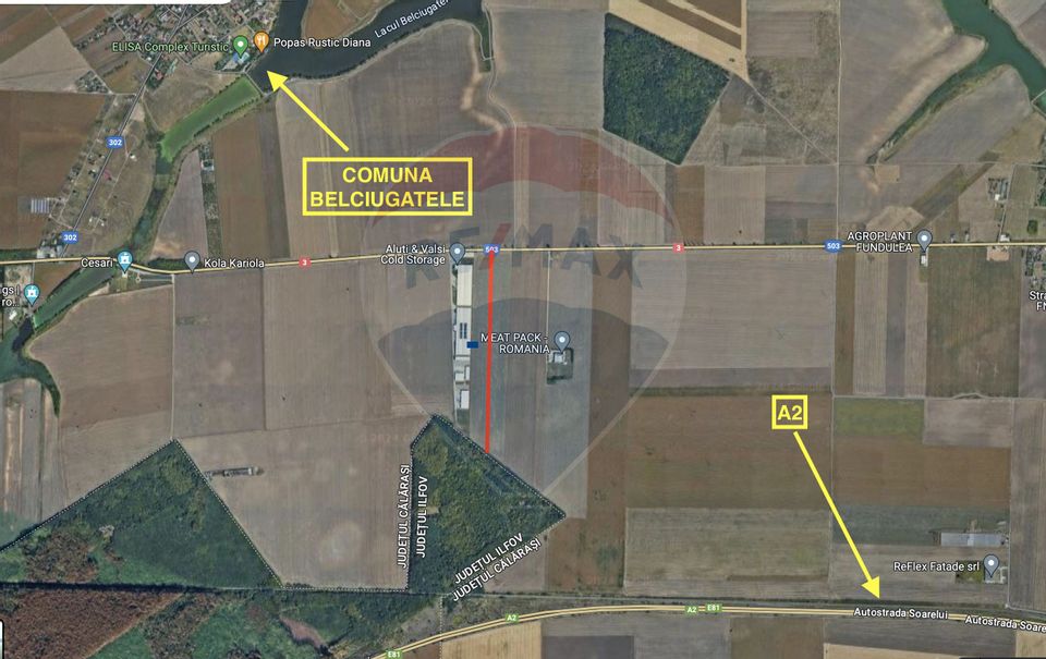 Belciugatele land - opening directly to DN3 - suitable for investments