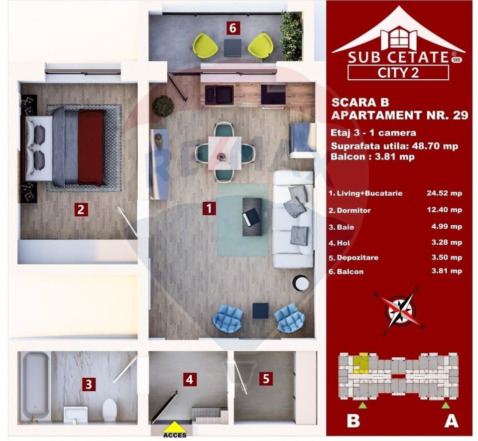Apartament 2 cam NOU-Subcetate City 2 | 49 mp | FINALIZAT