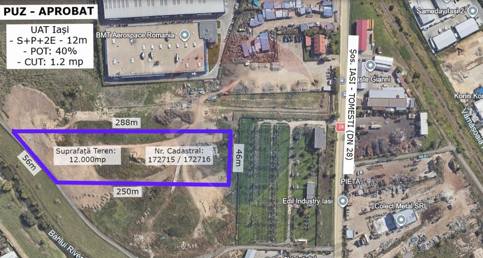 Urban Land 1.2 ha for Sale, Approved PUZ – IAȘI INDUSTRIAL AREA