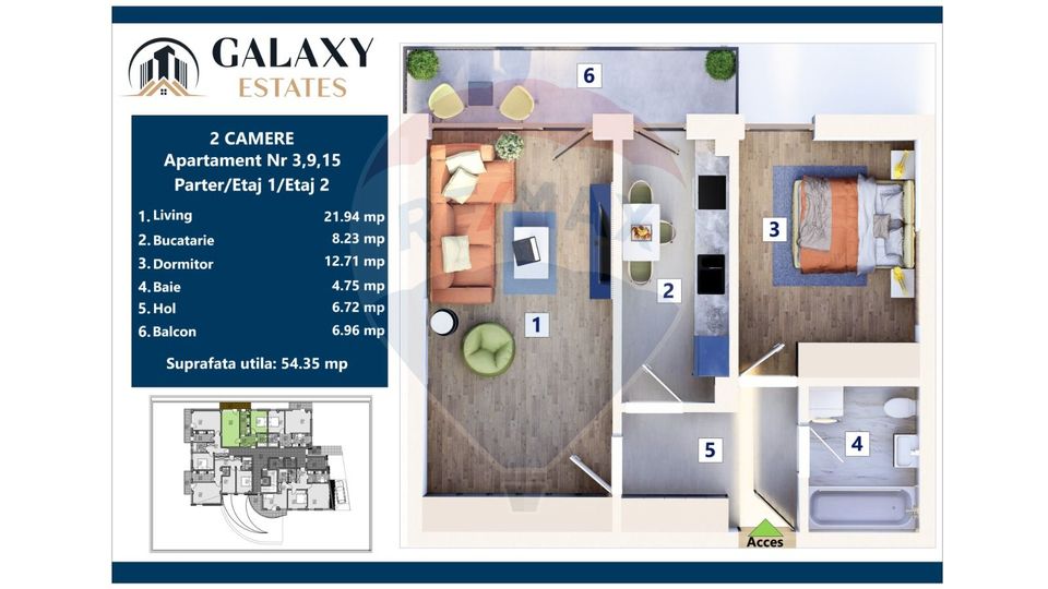 COMISION 0% Apartament 2 camere/ Tractorul / Galaxy Estate