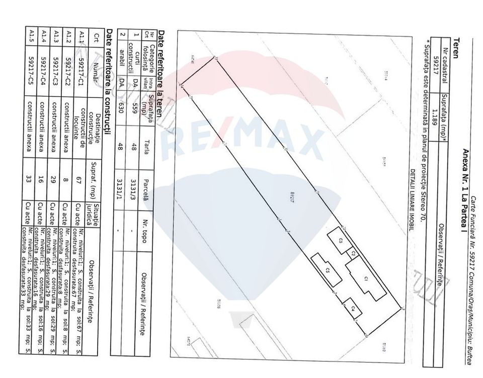 Teren intravilan 1,189mp Buftea - constructii si livada/ Strada Scolii