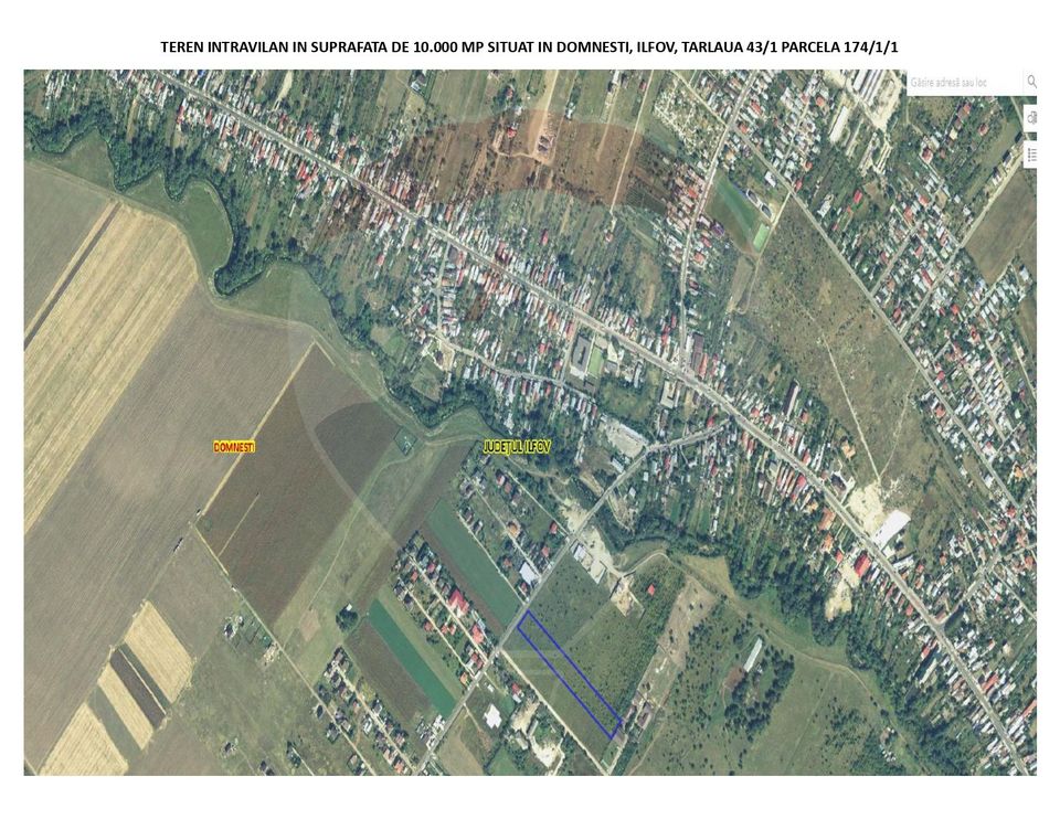 Teren intravilan 10,000mp Domnesti / Soseaua Curtea Domneasca