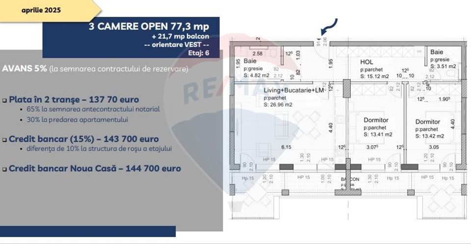 Garsonieră de vânzare - 38,52 mp + 8 mp balcon, Vivamus Brașov