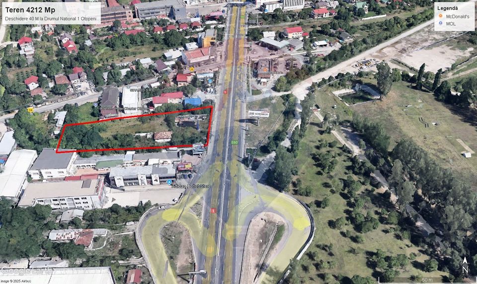 Teren de inchiriat Otopeni – 4212 mp cu deschidere 50 m la DN1