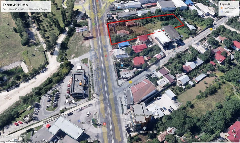 Teren de inchiriat Otopeni – 4212 mp cu deschidere 50 m la DN1