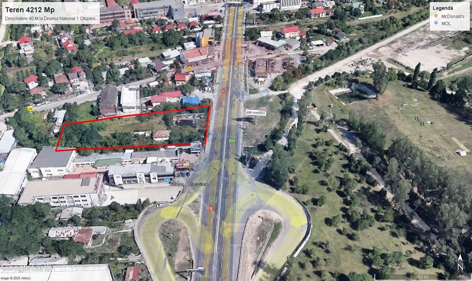 Teren de inchiriat Otopeni – 4212 mp cu deschidere 50 m la DN1