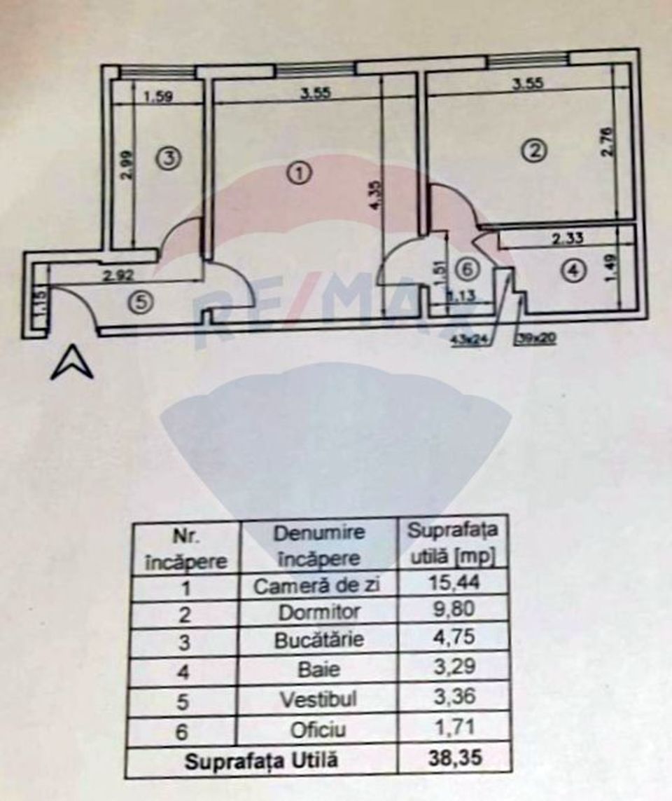 Apartament cu 2 camere de vanzare  Piata Resita , 38mp