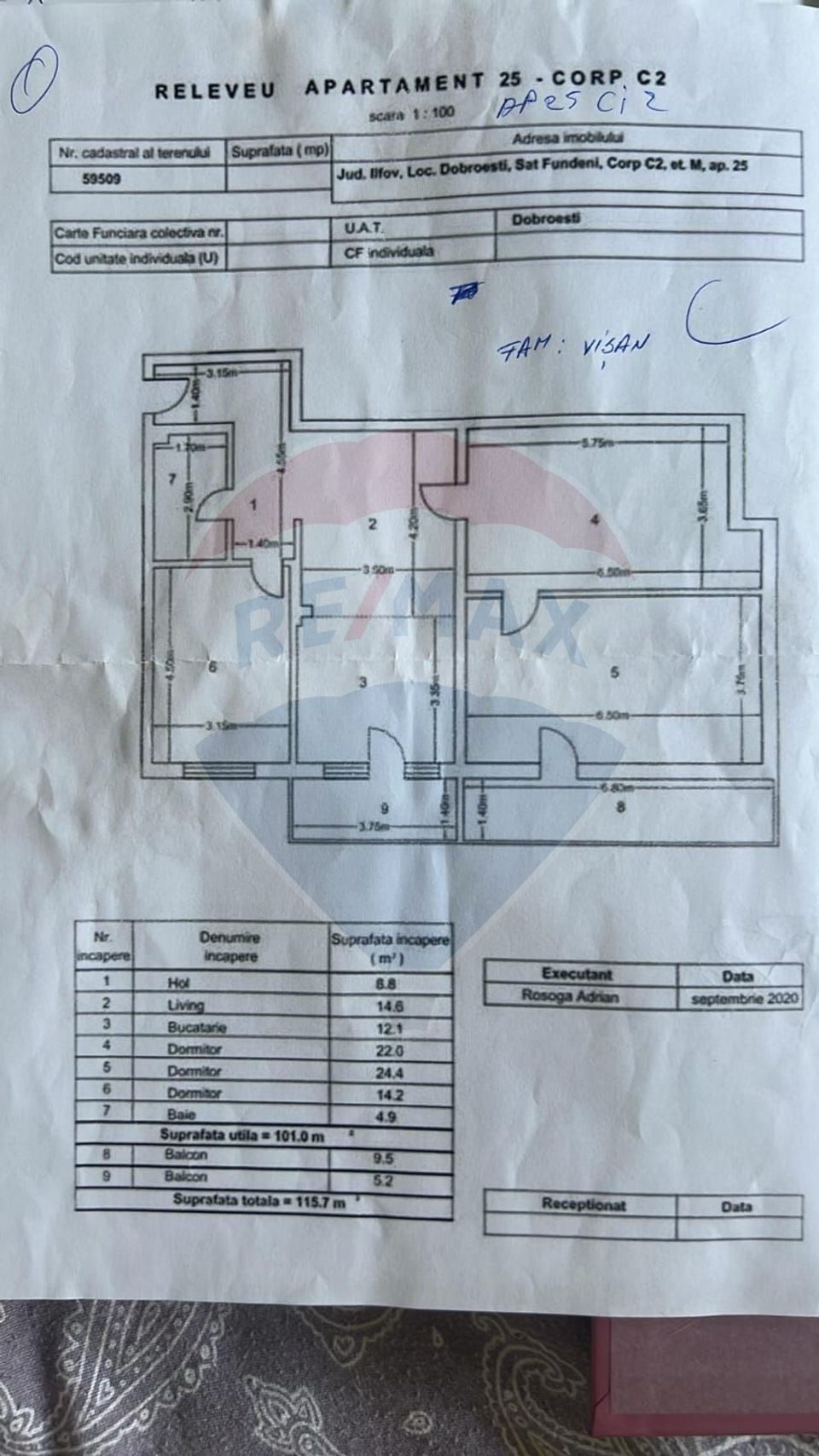 Apartament 4 camere 115.7 mp cu terasa , loc parcare si boxa demisol