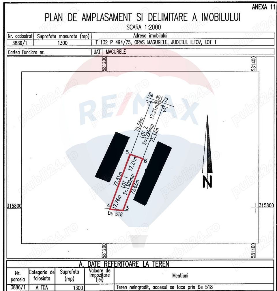 Land 1,300sqm Magurele / Strada Campul cu Maci