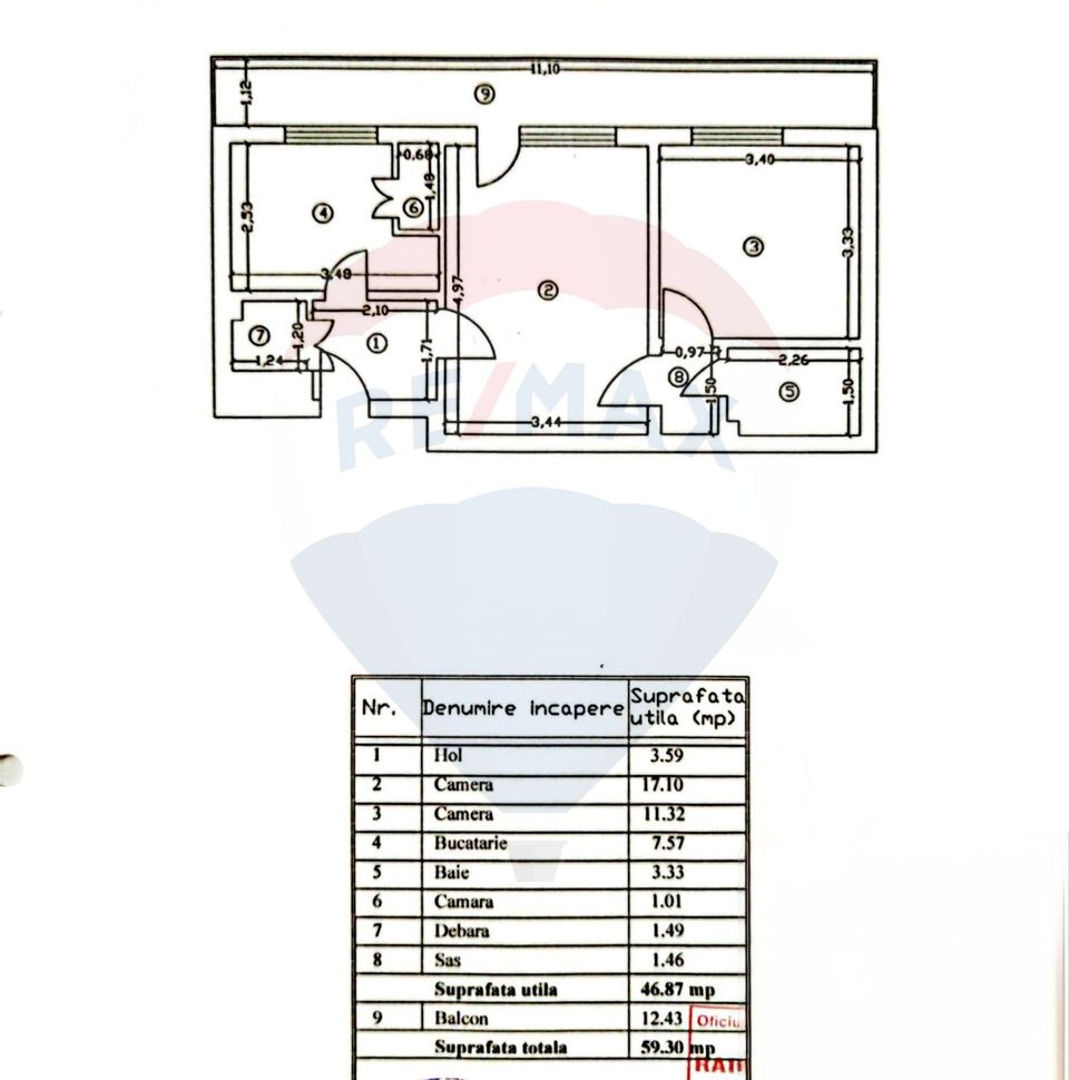 Apartament cu 2 camere de vanzare 46mp Piata Sudului