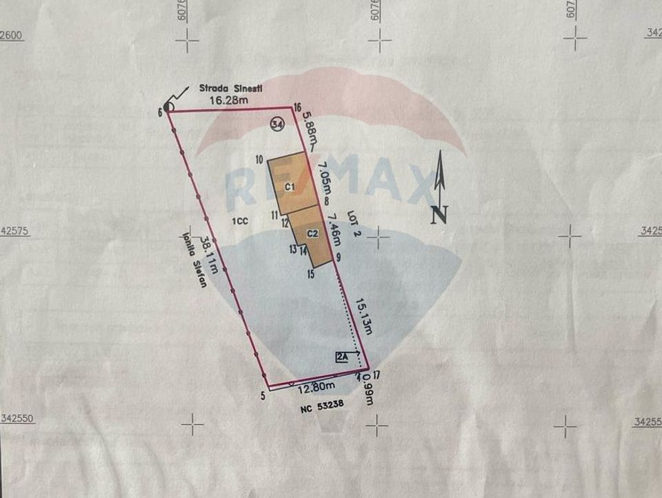 Land 533 sqm, opening 16 m to DJ + opening to Lake Maineasca