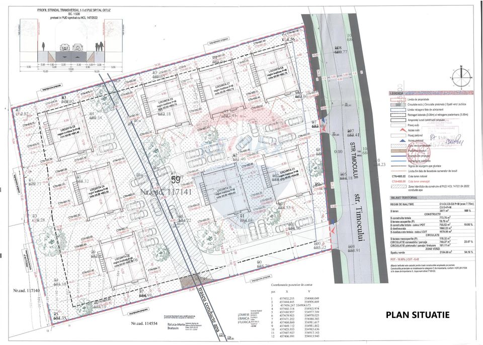 Proiect autorizat (AC) pentru constructia a 6 vile individuale P+M